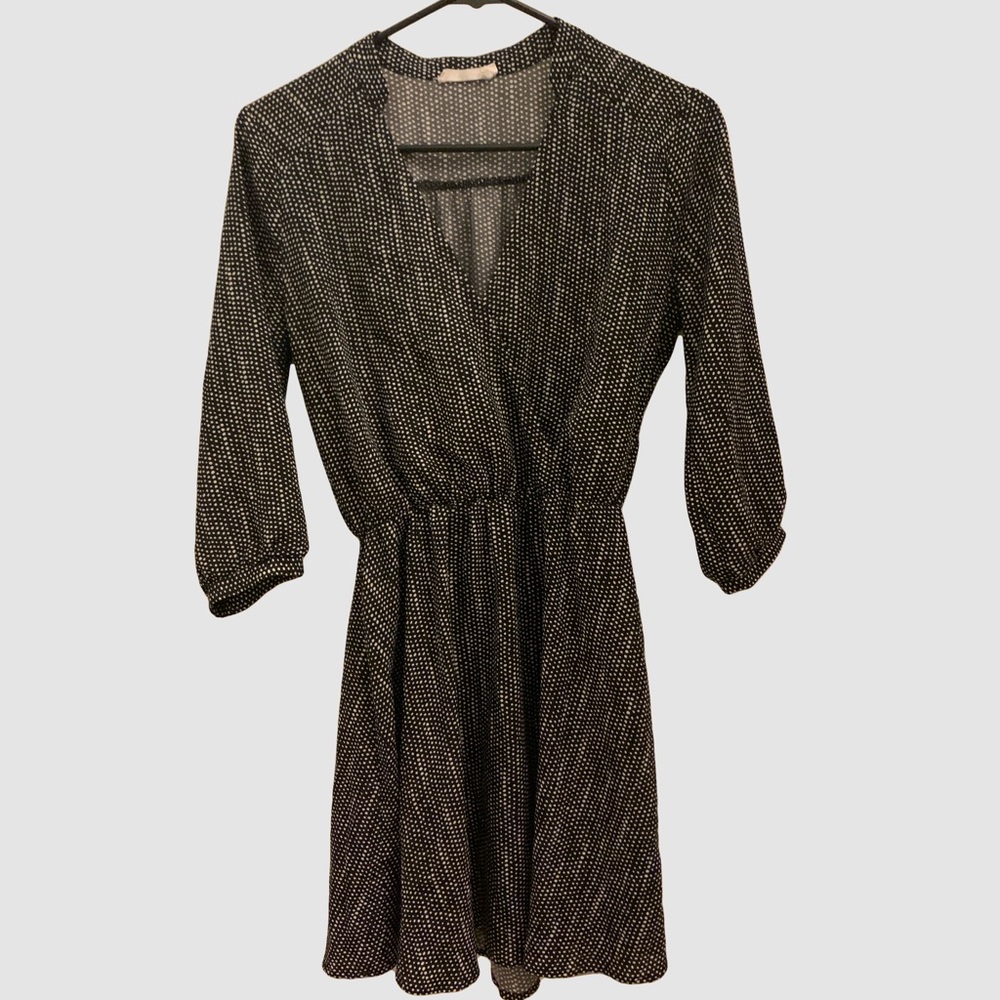 Lush 3/4 sleeve dress, size S, black and white dot print